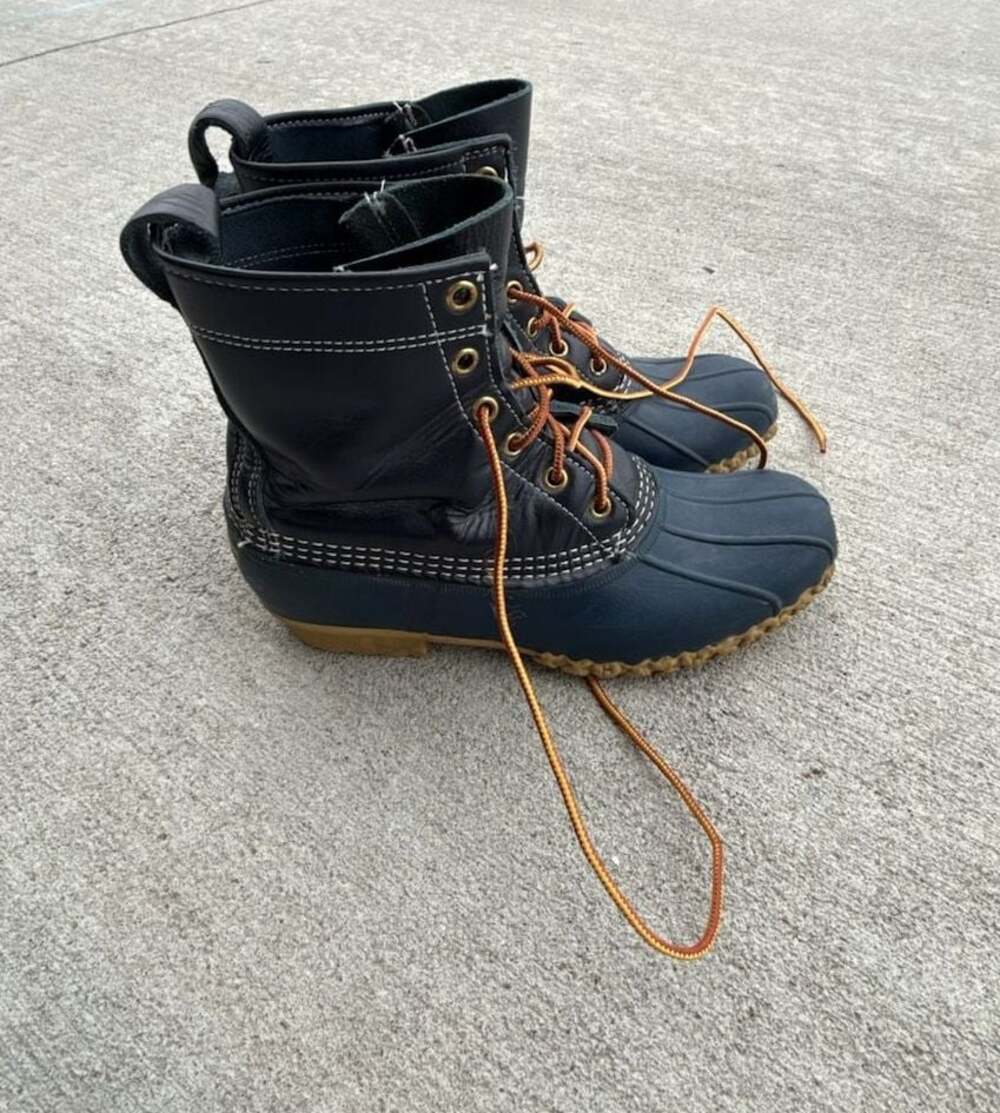 L.L. Bean Bean Boots 8-Inch Leather Duck Boots Navy Blue Size 9M